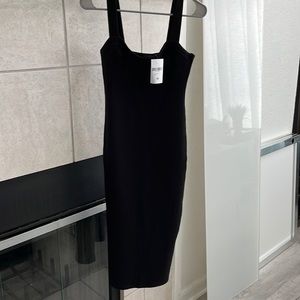 NWT Forever 21 XS Black Tight Fitted MIDI Dress Ribbed Molded Cups